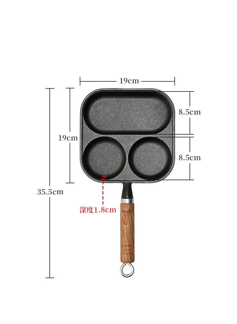 Japanese three-in-one breakfast pan omelette pan egg burger pan uncoated non-stick pan cast iron omelette artifact  - Image 4