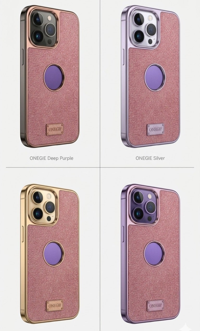 أتش أم سي جراب فاخر بإطار معدني لهاتف iPhone 14 Pro Max بتصميم قماش فاخر ذي ملمس مميز - Image 2