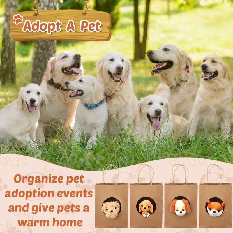 Arrowbash 36 Pcs Mini Plush Stuffed Animals Set with 10 White Plastic Fence 12 Kraft Paper Gift Bags Wooden Mini Chalkboard Signs Chalk Marker for Animal Adopt a Pet Theme Birthday Party(Classic) - Image 5