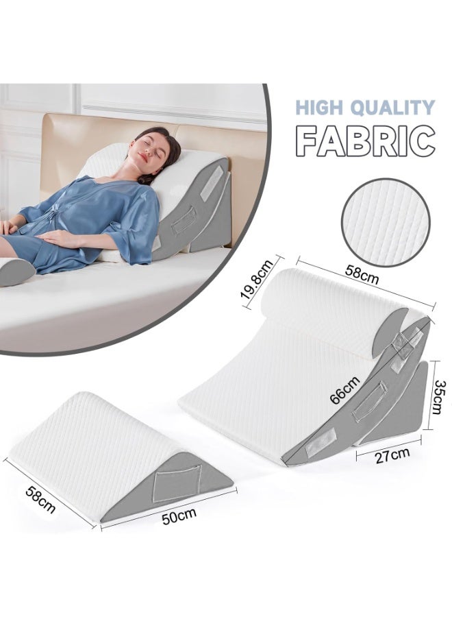 جورفنت مجموعة وسائد إسفينية طبية للسرير مكونة من 4 قطع، وسادة إسفنجية لما بعد الجراحة، وسادة دعم مثلثة قابلة للتعديل، وسائد إسفينية من إسفنج الذاكرة، وسادة إسفينية قابلة للتعديل لتخفيف آلام الجسم والظهر والساق - Image 2