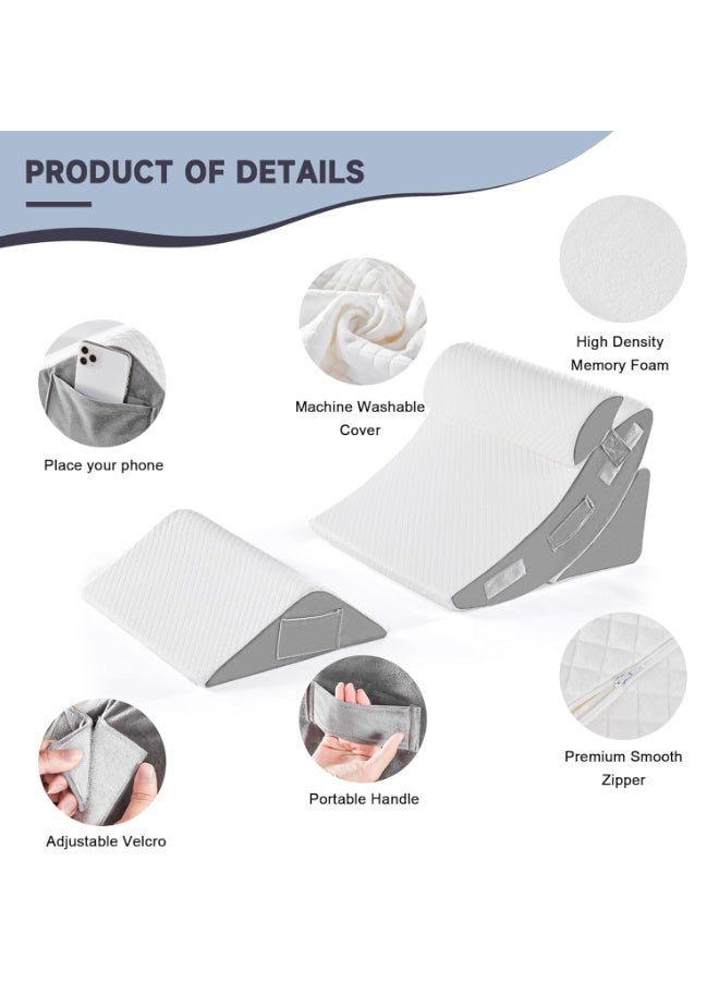 جورفنت مجموعة وسائد إسفينية طبية للسرير مكونة من 4 قطع، وسادة إسفنجية لما بعد الجراحة، وسادة دعم مثلثة قابلة للتعديل، وسائد إسفينية من إسفنج الذاكرة، وسادة إسفينية قابلة للتعديل لتخفيف آلام الجسم والظهر والساق - Image 3