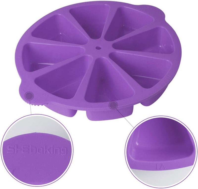 SHEbaking Scone Pan Silicone Triangle Cake Mold for Baking Nonstick Cornbread Pan 8 Cavity Pie Silicone Mold Perfect for Brownies, Muffin, Cupcake, Soap, polenta, or biscuits (Light Purple) - Image 2
