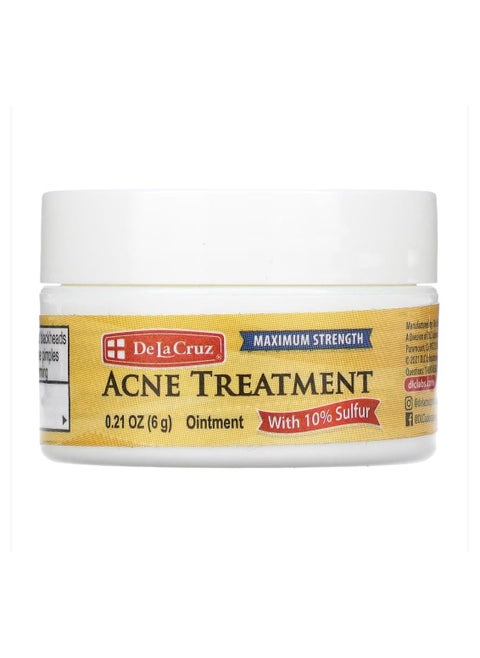 De La Cruz Acne Treatment Ointment with 10% Sulfur Maximum Strength 0.21 oz (6 g)