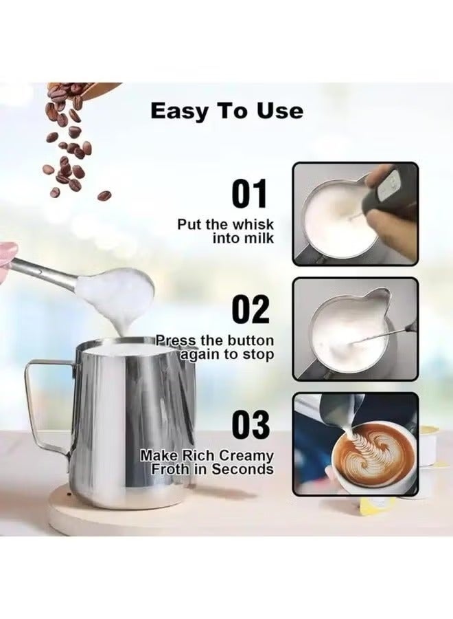 زوبا مضرب نسكافيه، الة صنع رغوة الجبن الكهربائية المحمولة باليد لاعادة الشحن بمنفذ USB مع خفاقة من الستانلس ستيل، الة خفق الكابتشينو والشوكولاتة الساخنة والميلك شيك و  لخفق البيض- 012-ميني - Image 5