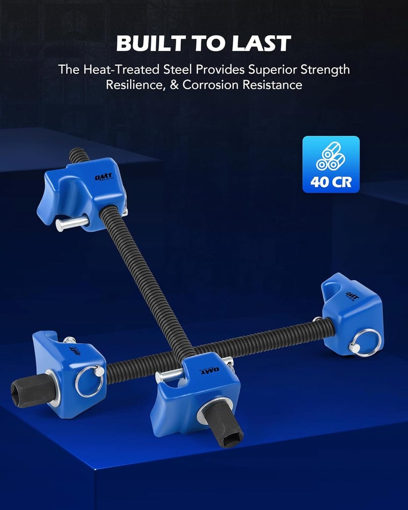 Orion Motor Tech مجموعة أدوات ضغط نوابض قضبان ماكفرسون من شركة أوريون موتور تك ( Macpherson Strut Spring Compressor Tool Set) بنطاق عمل يصل إلى 10.5 بوصة، تتضمن أدوات ضغط مزدوجة لنوابض الأسلاك ذات الحمل الثقيل بقاعدة مربعة بقطر 1/2 بوصة، بالإضافة إلى مجموعة أدوات سداسية الشكل (Hex Auto Tool Set) لأعمال النظام التعليقي، باللون الأزرق. - Image 5