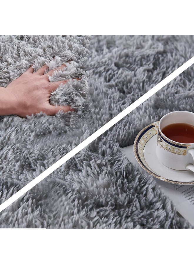 إسكدنيا سجاد ناعم سجاد فروي سجاد رمادي لطيف مصبوغ بربطة عنق رمادية اللون لغرفة الأطفال سجاد مريح فروي سجاد حضانة فروي سجاد حضانة فروي - Image 2