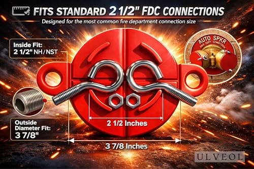 ULVEOL 2 Pack Fire Department Connection Caps with Screws Aluminum Red Fire Sprinkler Covers FDC Connections Stop Valve Fire Hose Fitting Fire Sprinkler Head for Fire Hydrant Accessory - Image 3