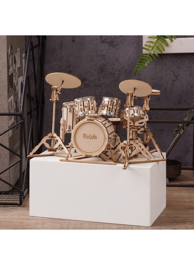 Rolife Rolife 3D Wooden Puzzles Model Kit for Adults and Teens to Build Musical Instrument Series (Drum kit) - Image 4