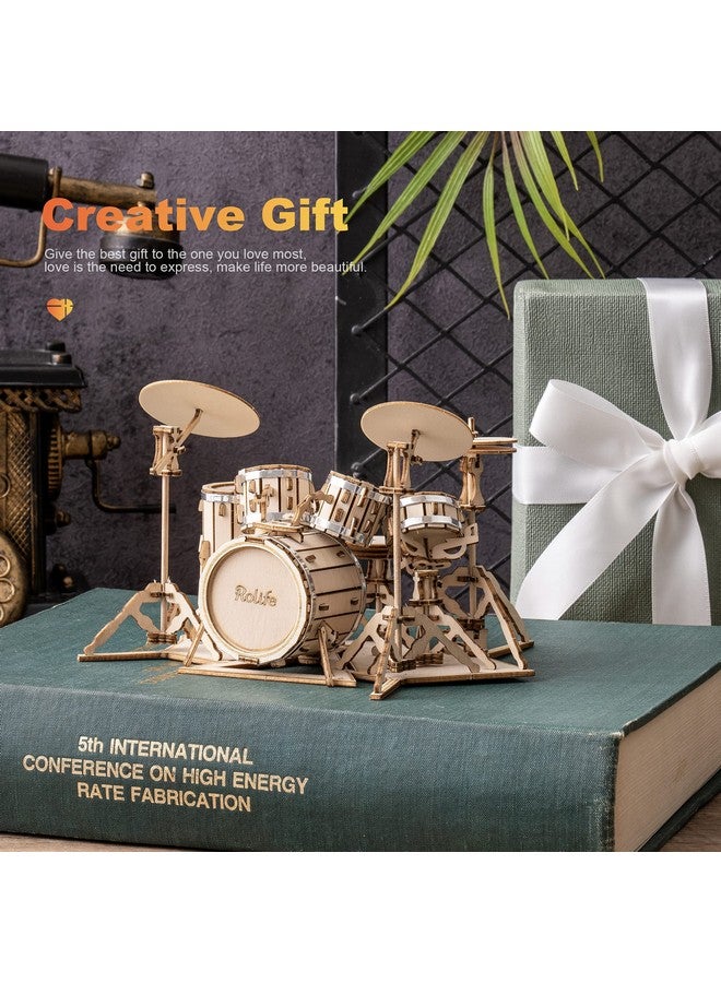 Rolife Rolife 3D Wooden Puzzles Model Kit for Adults and Teens to Build Musical Instrument Series (Drum kit) - Image 2