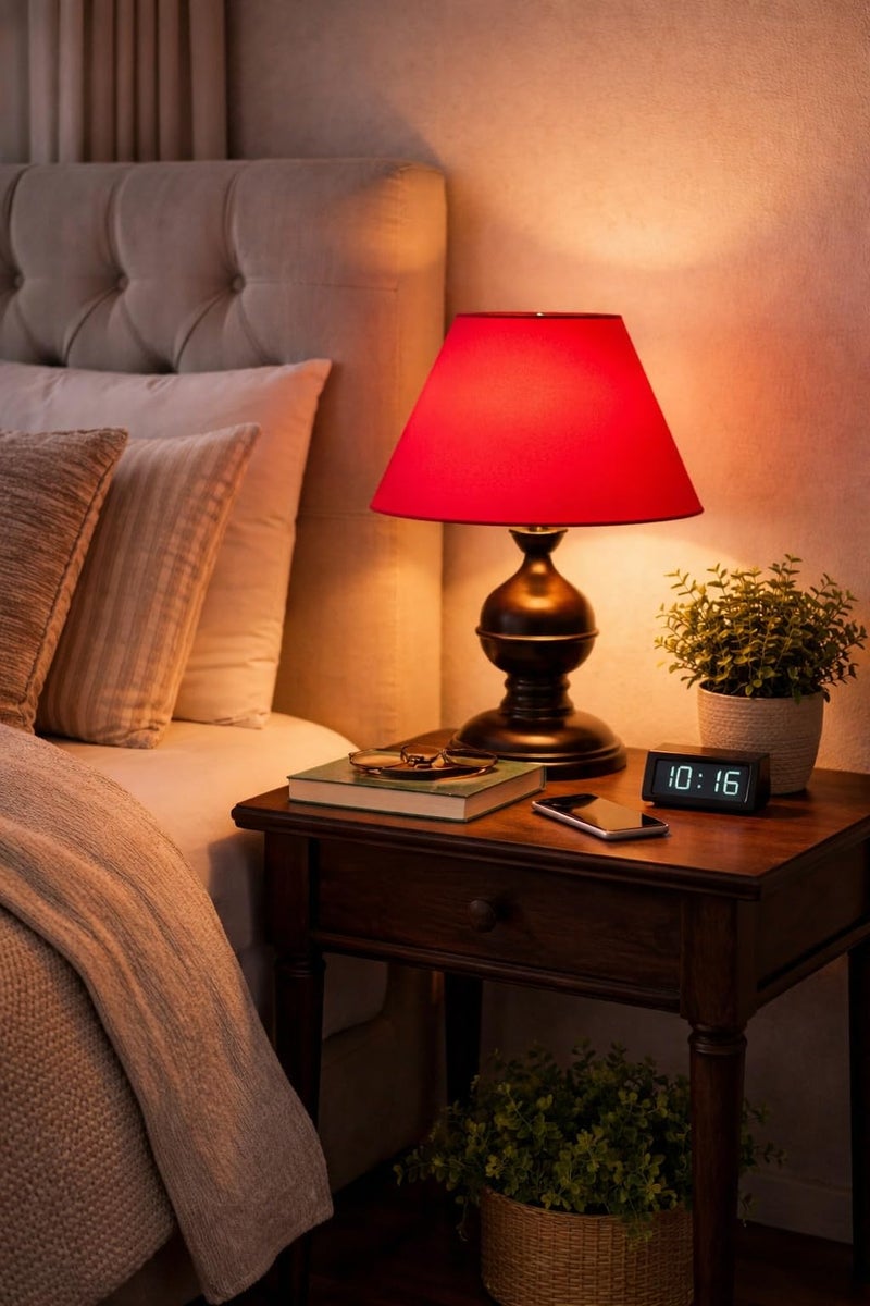 tu casa Metal Table Lamp Printed Red Shades for Home Decor Modern Bedside & Study Lamp for Bedroom Living Room Fancy Portable Desk Light Housewarming & Festive Gift (10x10x10 in.) Bulb Not Inluded - Image 2
