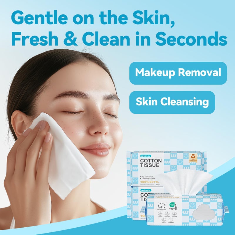 Winner Soft Face Towels, Upgraded Thicker 100% USDA Biobased Facial Towels with Hangable Design, Unscented and Gentle on Sensitive Skin, Disposable Facial Towelettes (240 Count, Pack of 3) - Image 5
