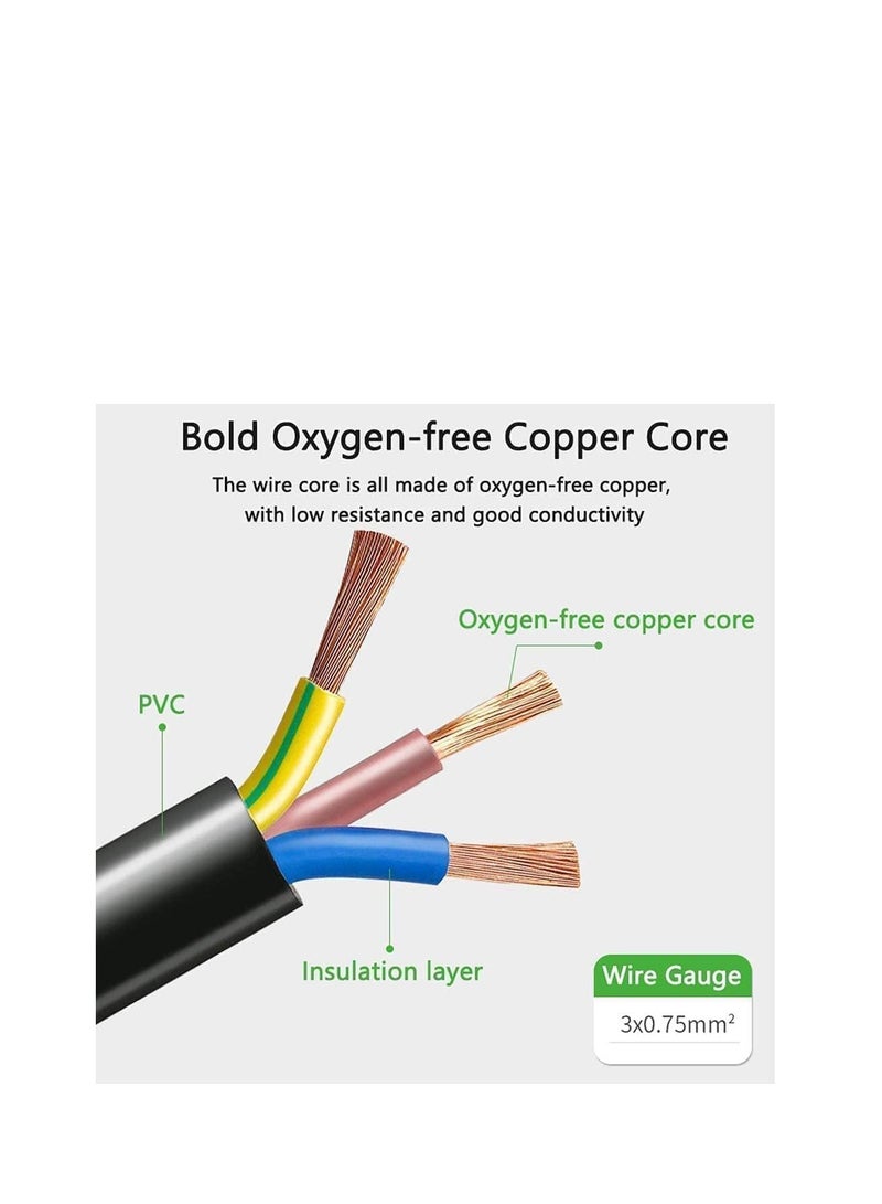Terabyte "UK 3-Pin Power Cable 1.8 Meter with Fuse - High Quality AC Power Cord for Computer, Printer, LCD/LED Monitor - Compatible with Dell, HP, Samsung, Sony, Lenovo" - Image 3