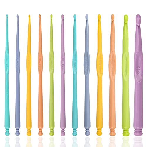 QLRFFLJOY Plastic Crochet Hooks 12 pcs Different Sizes 20mm 100mm Crochet Needles QLRFFLJOY Colorful Crochet Hook Set DIY Yarn Weaving Tools for Scarf Hat Gloves Knitting - Image 1