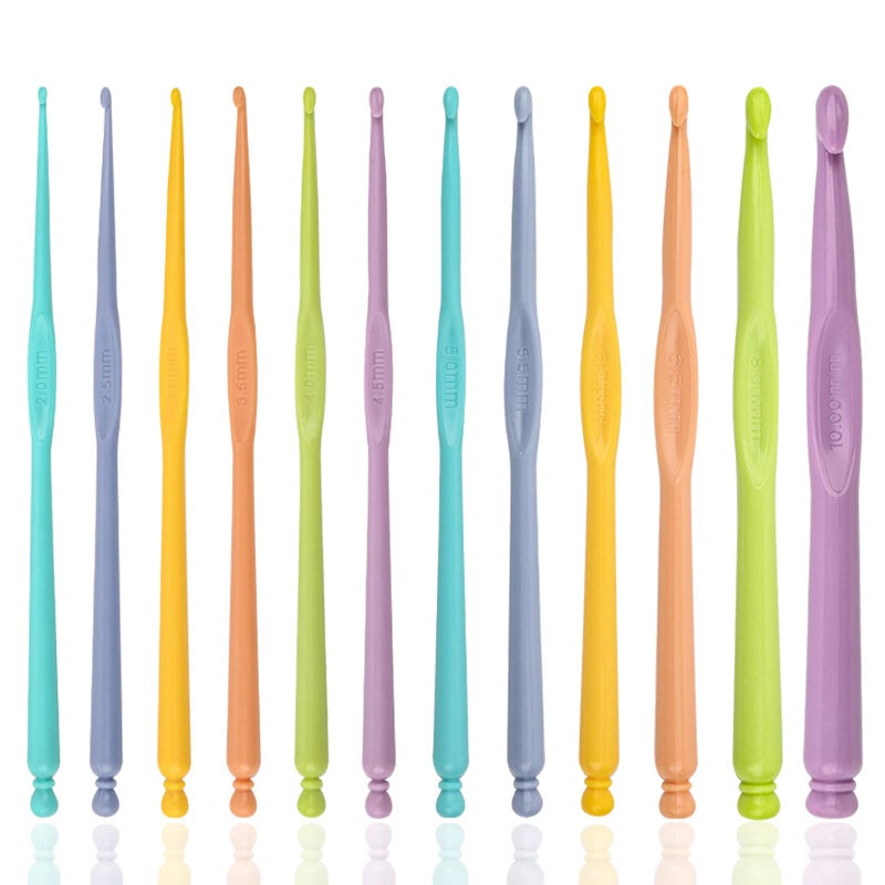 QLRFFLJOY Plastic Crochet Hooks 12 pcs Different Sizes 20mm 100mm Crochet Needles QLRFFLJOY Colorful Crochet Hook Set DIY Yarn Weaving Tools for Scarf Hat Gloves Knitting - Image 3