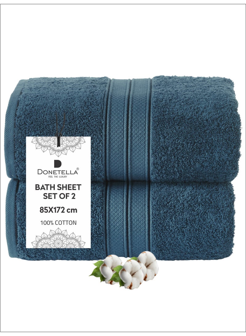 Donetella Premium 100 % Combed Cotton 2-Pcs Bath Sheet Set (85 X 172 CM) 600 GSM Large Towel, Highly Absorbent, Quick Dry,Best Towel for Bathroom, Spa And Hotel - Image 1