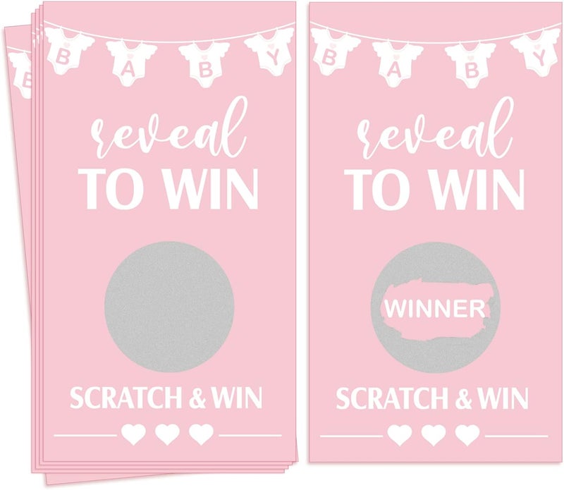 Jexine 60 Pieces Baby Shower Games for Girls Pink Scratch off Games Funny Raffle Cards Scratch Tickets for Activity Favor - Image 1