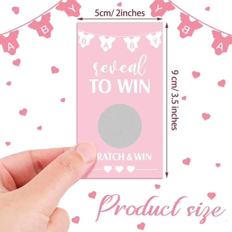 Jexine 60 Pieces Baby Shower Games for Girls Pink Scratch off Games Funny Raffle Cards Scratch Tickets for Activity Favor - Image 2