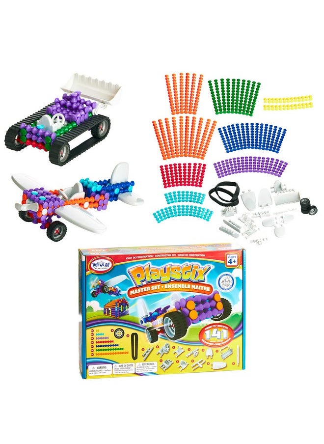 Popular Playthings POPULAR PLAYTHINGS Playstix Master Set Construction Toy Building Blocks 141 Piece Kit  - Image 1
