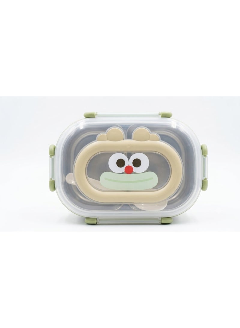 Stainless steel children's lunchbox – 2-compartment school lunch box with a cartoon eye design, multi-colored