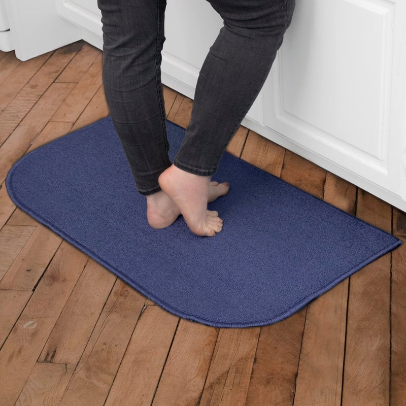 Ritz Solid Accent Rug 18 x 30 Stain Resistant Kitchen or Living Room Floor Mat Latex Backing Machine Washable Blue - Image 1