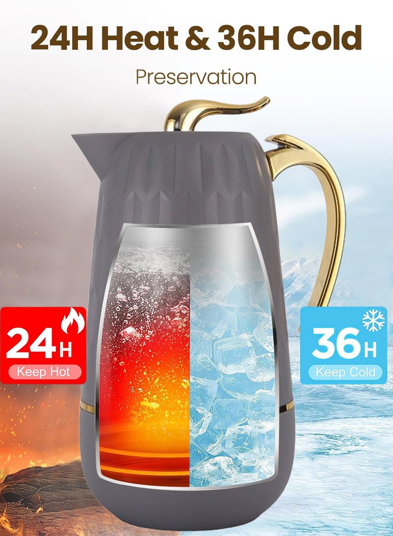 PHISMA 2-Piece Coffee And Tea Vacuum Flask Grey/Gold1 Liter - Image 2