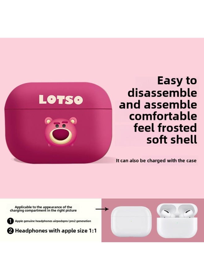 Generic - Strawberry Bear Family Airpods Protective Case Cartoon Cute Suitable For Apple 1/2/3 Generation Bluetooth Headset Soft Case-Color:Strawberry Bear-Red-Model:AirpodsPRO - Image 1