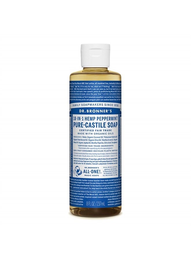 Dr. Bronner's Pure-Castile Liquid Soap (Peppermint, 8 ounce) - Made with Organic Oils, 18-in-1 Uses: Face, Body, Hair, Laundry, Pets and Dishes, Concentrated, Vegan, Non-GMO - Image 3