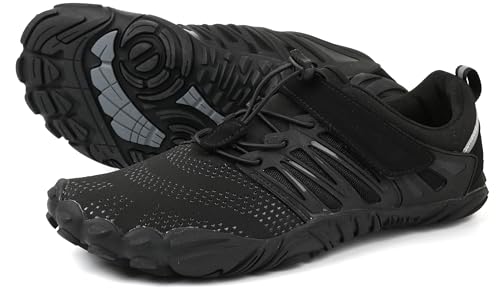 WHITIN Men's Trail Running Shoes Minimalist Barefoot Wide Width Toe Box Gym Workout Fitness Low Zero Drop Parkour Road Breathable Beach Black Size 12 - Image 2