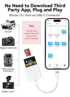 Rock Pow USB C SD Card Reader for iPhone 15/iPad/MacBook/Mac xdgeLoad USB-C Type C SD Reader Supports SD and MicroSD Memory Card Adapter Trail Camera Viewer Plug and Play - 2 Slots  - Image 3