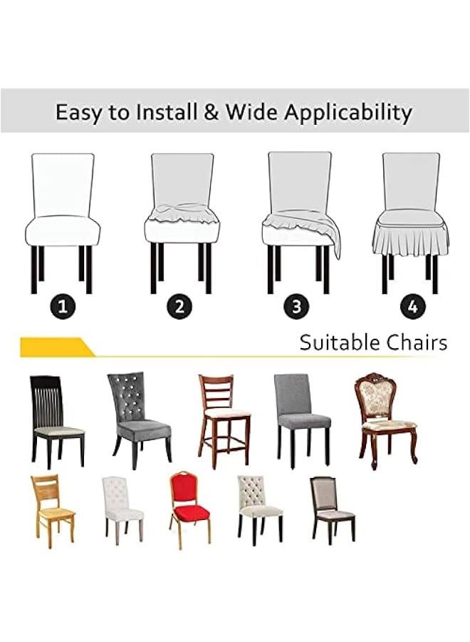 RYNX Dining Chair Covers with Skirt  Set of 4 Chair Covers for Dining Room AntiDust Removable Kitchen Chair Protector Seat Slipcovers Washable Soft Chair Covers for Dining Room Restaurant Banquet Grey - Image 2