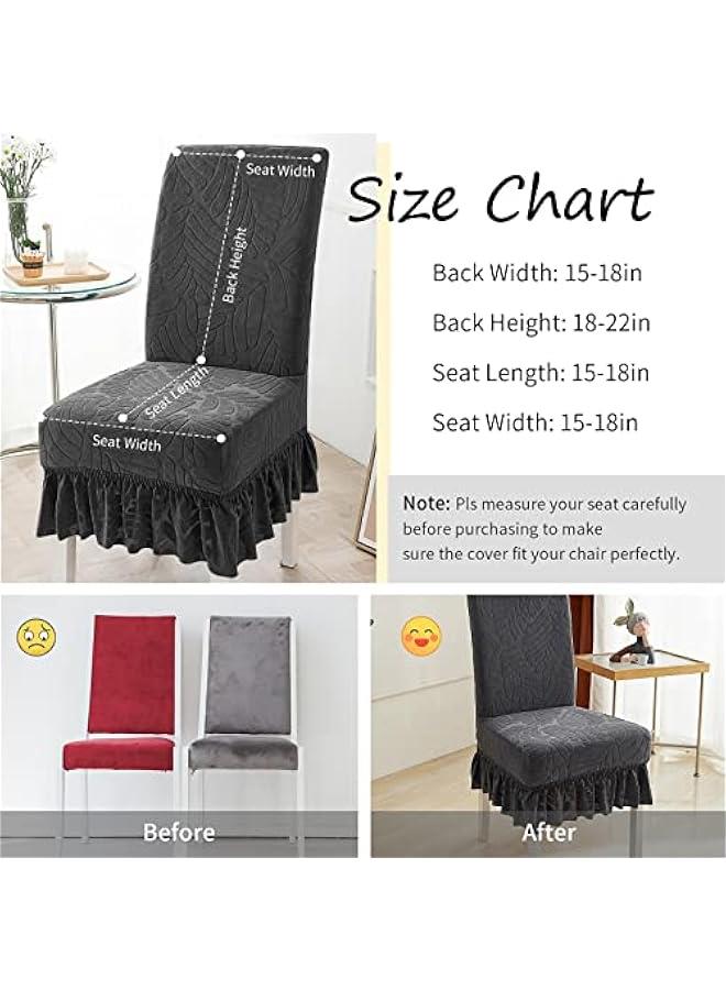 RYNX Dining Chair Covers with Skirt  Set of 4 Chair Covers for Dining Room AntiDust Removable Kitchen Chair Protector Seat Slipcovers Washable Soft Chair Covers for Dining Room Restaurant Banquet Grey - Image 3