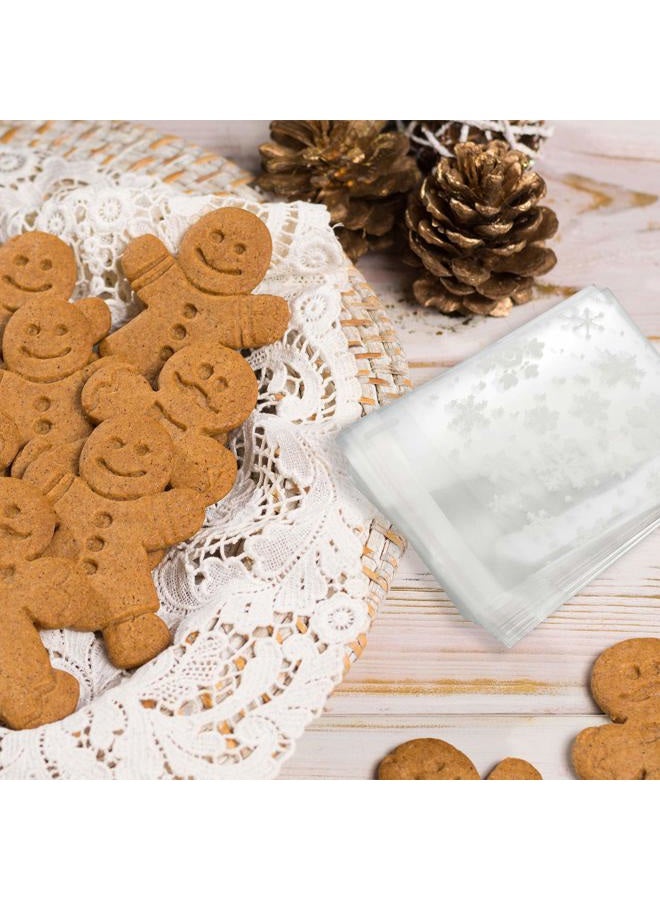 Jovitec 200 Pieces Christmas Candy Bags Treat Bags Self-Adhesive Cellophane Gift Bags with Snowflake Patterns, 2 Sizes - Image 4
