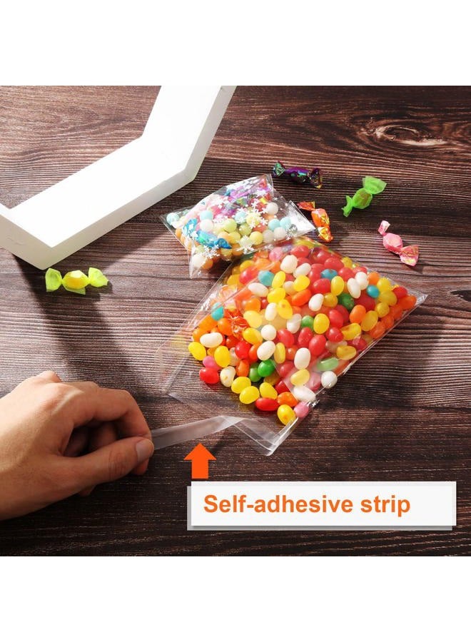 Jovitec 200 Pieces Christmas Candy Bags Treat Bags Self-Adhesive Cellophane Gift Bags with Snowflake Patterns, 2 Sizes - Image 5