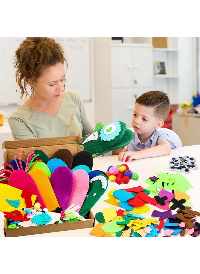 WATINC WATINC 18Pcs Hand Puppets Making Kit for Kids Art Craft Felt Sock Monster Puppet Creative DIY Make Your Own Puppets Pipe Cleaners Pompoms Storytelling Role Play Party Supplies Gift for Girls Boys  - Image 5