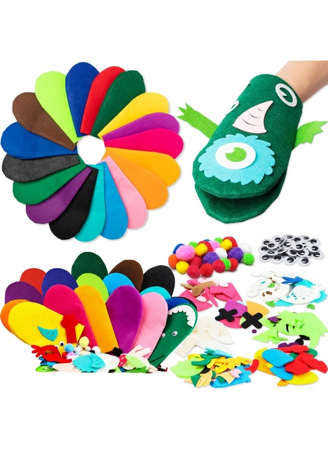 WATINC WATINC 18Pcs Hand Puppets Making Kit for Kids Art Craft Felt Sock Monster Puppet Creative DIY Make Your Own Puppets Pipe Cleaners Pompoms Storytelling Role Play Party Supplies Gift for Girls Boys  - Image 1