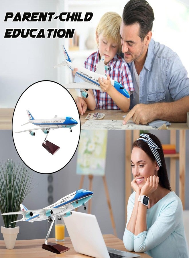 RoofWorld 1/150 Scale Diecast Airplane US Airlines Boeing 747 Air Force Planes Model 18.5”Aircraft Model with Landing Gear Voice Control Cabin Light Aircraft Model for Collection - Image 5