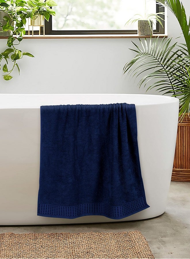 GLAMBURG 100% Cotton 2 Pack Oversized Bath Towel Set 28x55 Inches, Ultra Soft Highly Absorbant Compact Quickdry & Lightweight Large Bath Towels, Ideal for Gym Travel Camp Pool - Navy Blue - Image 5