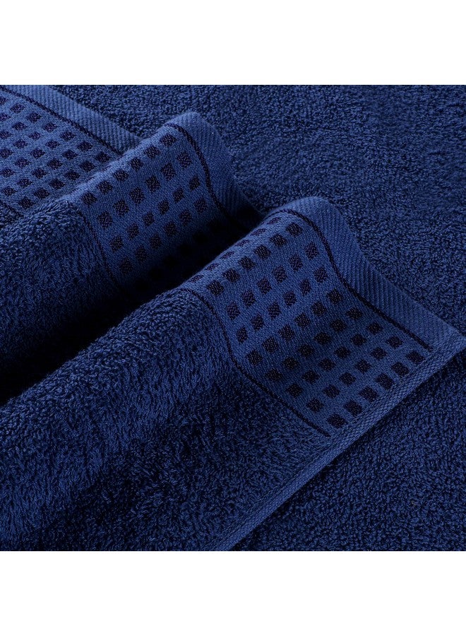 GLAMBURG 100% Cotton 2 Pack Oversized Bath Towel Set 28x55 Inches, Ultra Soft Highly Absorbant Compact Quickdry & Lightweight Large Bath Towels, Ideal for Gym Travel Camp Pool - Navy Blue - Image 2