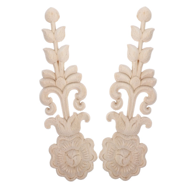 4 pcs Wood Onlays Appliques Carved Overlays Furniture Carvings Decals For Cabinet Closet Door Wall Dresser Diy Craft Project - Image 5