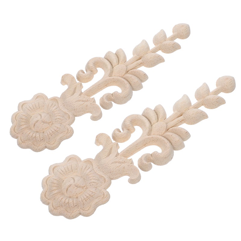 4 pcs Wood Onlays Appliques Carved Overlays Furniture Carvings Decals For Cabinet Closet Door Wall Dresser Diy Craft Project - Image 3