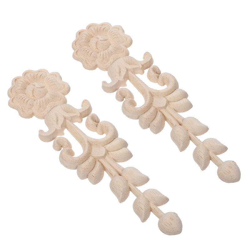 4 pcs Wood Onlays Appliques Carved Overlays Furniture Carvings Decals For Cabinet Closet Door Wall Dresser Diy Craft Project - Image 4