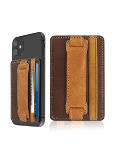 KASTWAVE Cell Phone Card Holder Pouch Self-Adhesive Phone, Brown, Stick on Wallet Card Holder for Back of Phone Case Leather ID Card Holder Sleeve Pouch Credit Card Grip Holder  - Image 1