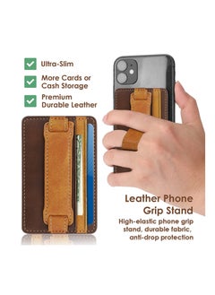 KASTWAVE Cell Phone Card Holder Pouch Self-Adhesive Phone, Brown, Stick on Wallet Card Holder for Back of Phone Case Leather ID Card Holder Sleeve Pouch Credit Card Grip Holder  - Image 3