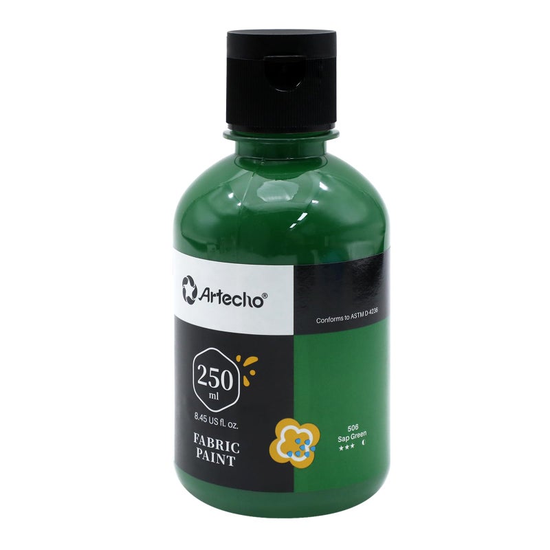 Artecho Sap Green Fabric Paint 250 ml 845 oz Permanent Clothing Paint for DIY TShirts Tote Bags Canvas Washable Flexible Textile Paint - Image 3