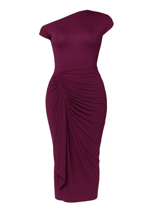trendyol Plum Bodycon Adjustable Lace-Up Back Evening Prom Dress - Image 5