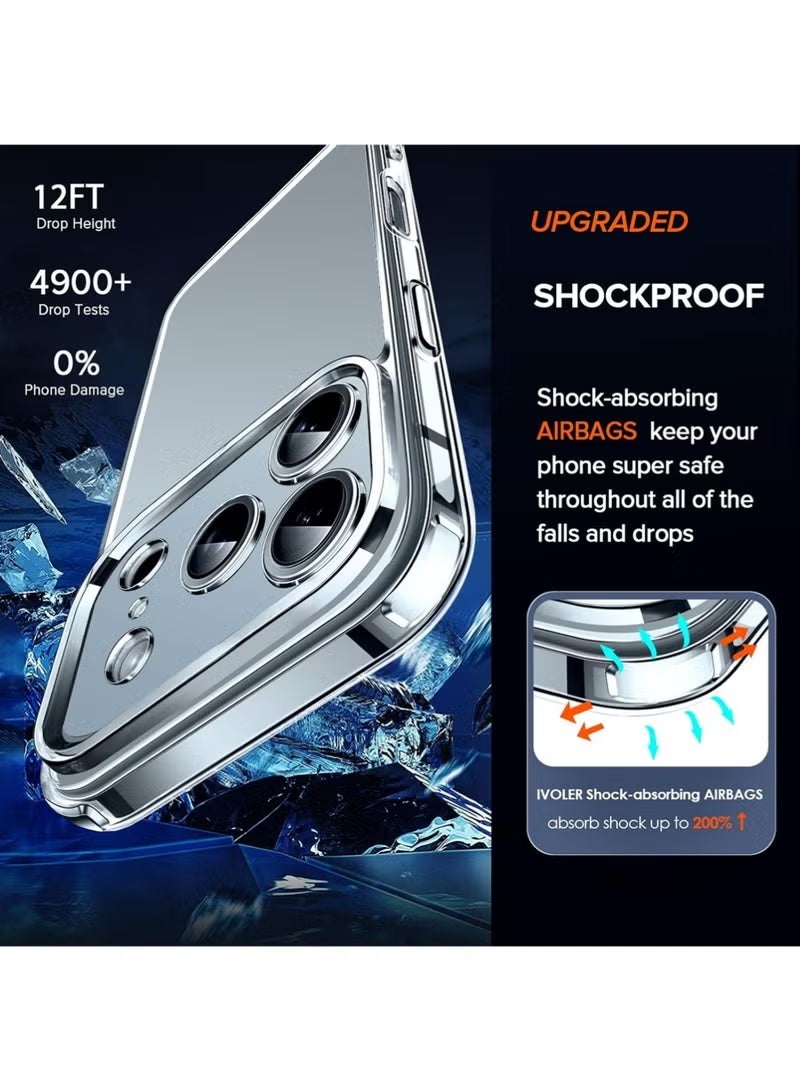 JAJEEK 3-in-1 Clear Case for iPhone 17 Pro 6.3'' 2025 with 2 Pack Tempered Glass Screen Protectors, Full Camera Protection, Shockproof Hard Back, Slim Transparent Phone Cover - Image 4