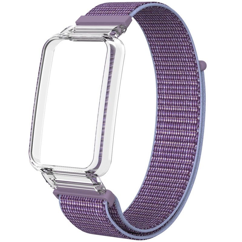 erorex For Xiaomi Mi Band 7 Pro Integrated Pc Protective Case + Nylon Loop Watch Band(Lilacs) - Image 2