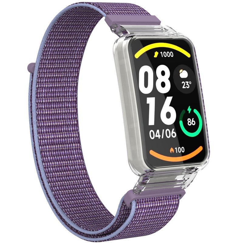erorex For Xiaomi Mi Band 7 Pro Integrated Pc Protective Case + Nylon Loop Watch Band(Lilacs) - Image 3