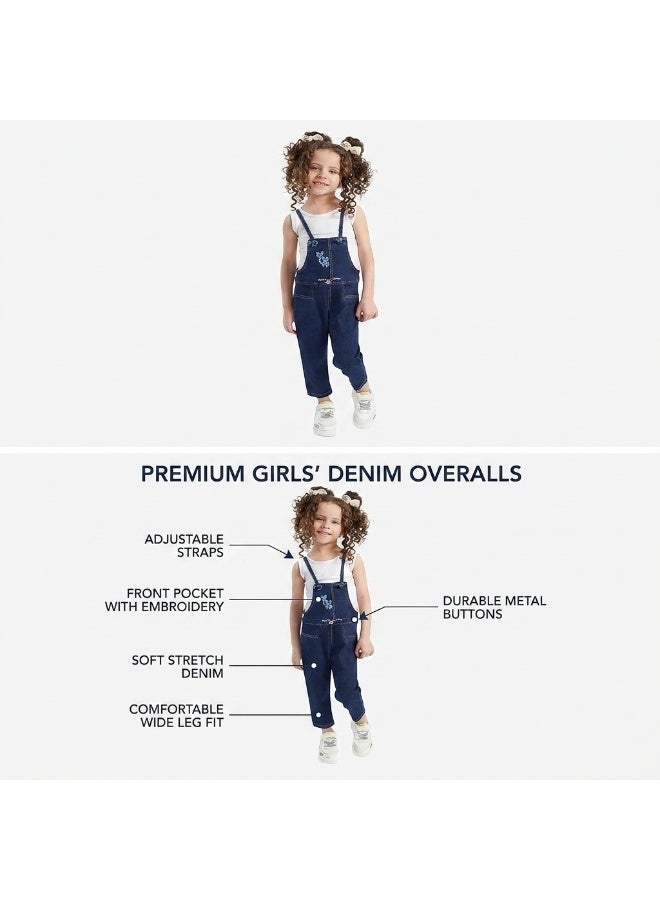 Girls Denim Jumpsuit Soft Jeans One Piece Outfit for Kids Stylish Casual Romper Sleeveless Blue Jean Jumpsuit Fashion Clothing for Girls Comfortable Everyday Wear Playtime Travel - Image 2