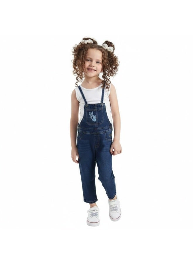 Girls Denim Jumpsuit Soft Jeans One Piece Outfit for Kids Stylish Casual Romper Sleeveless Blue Jean Jumpsuit Fashion Clothing for Girls Comfortable Everyday Wear Playtime Travel - Image 3